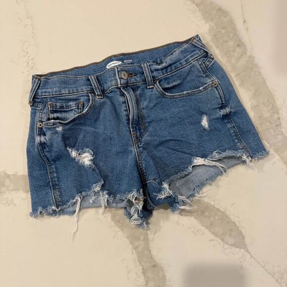 Old Navy Pants - Old Navy Womens Denim Jean Shorts Size 2 Blue Boyfriend Short MidRise Distressed